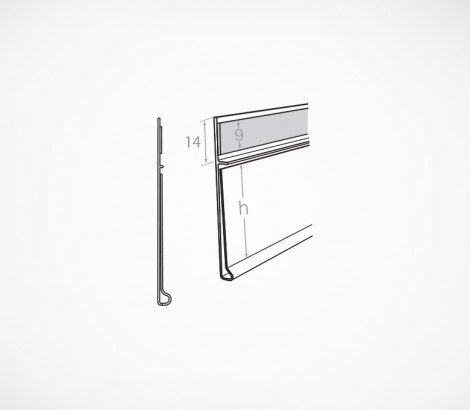 Ценникодержатель полочный самоклеящийся DBHT39 1250мм, Прозрачный