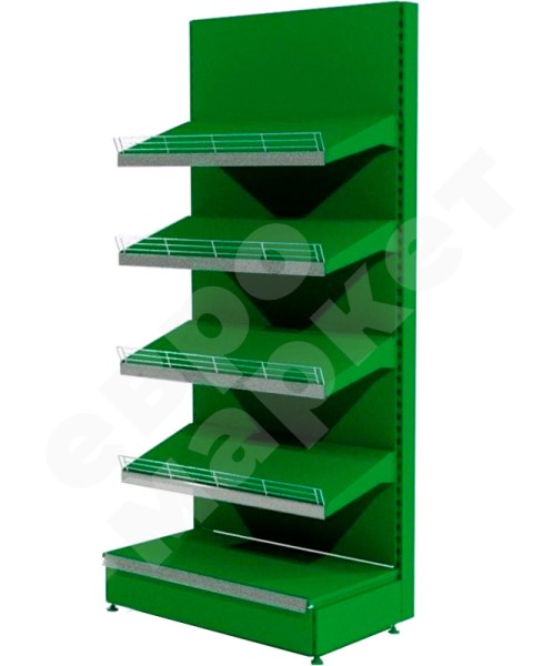 Овощной стеллаж с металлическим полками без фриза