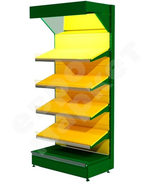 Овощной стеллаж с зеркальным фризом и подсветкой