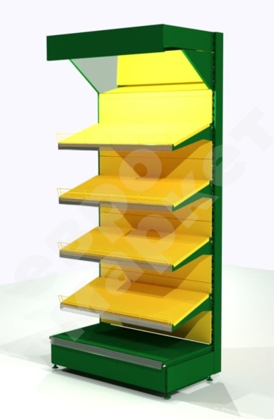 Овощной стеллаж с зеркальным фризом и подсветкой