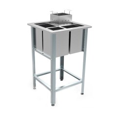 Ванна моечная для мойки яиц сварная (емкости - нерж. сталь aisi 430, каркас уголок нерж. сталь, корзина) ВМЯ/1-53/53/430