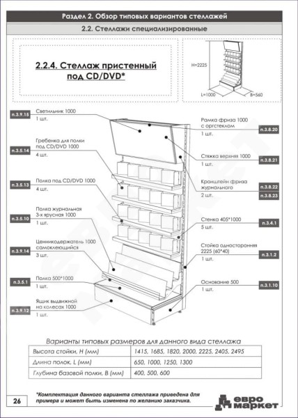 Стеллаж для продажи книг и CD/DVD дисков
