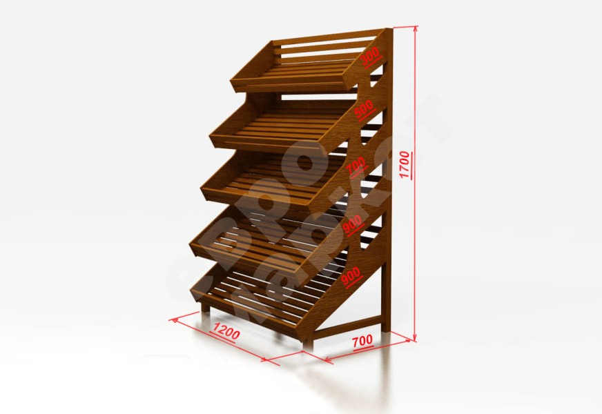 Арт. В019. Стеллаж для хлеба пристенный с пятью полками без накопителя EM-02.219.000 СБ