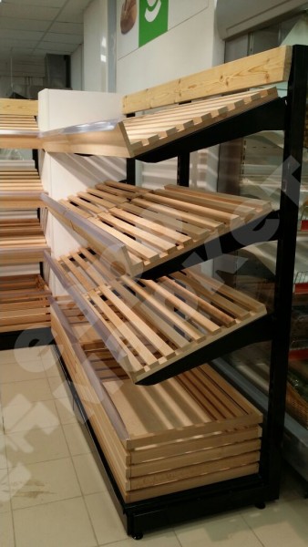 Арт. B008. Стеллаж для хлеба торцевой прямой с тремя полками EM-02.208.000 СБ