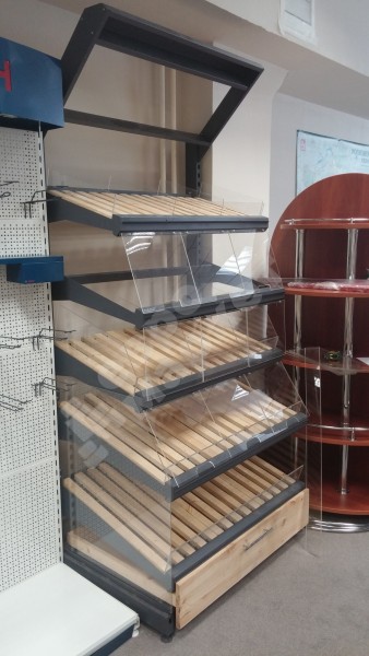 Стеллаж для хлеба и булок с фризом и подсветкой