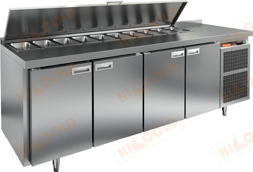 SL1-1111SN (1/3) стол для салатов охл.(+2+10), 4 двери, 2280х600х850мм, HICOLD RUS