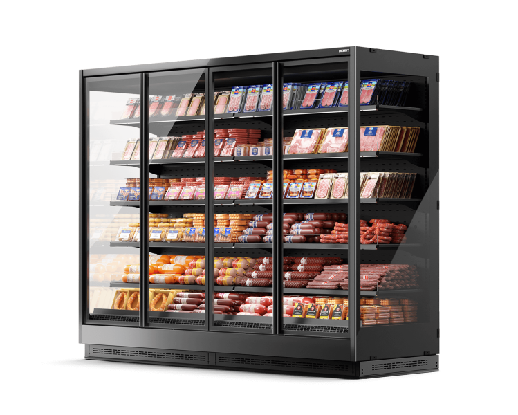 Vega DG 070 H210 Среднетемпературный охлаждаемый стеллаж с энергосберегающими дверями DG (стеклопакет)  с выносным холодообеспечением