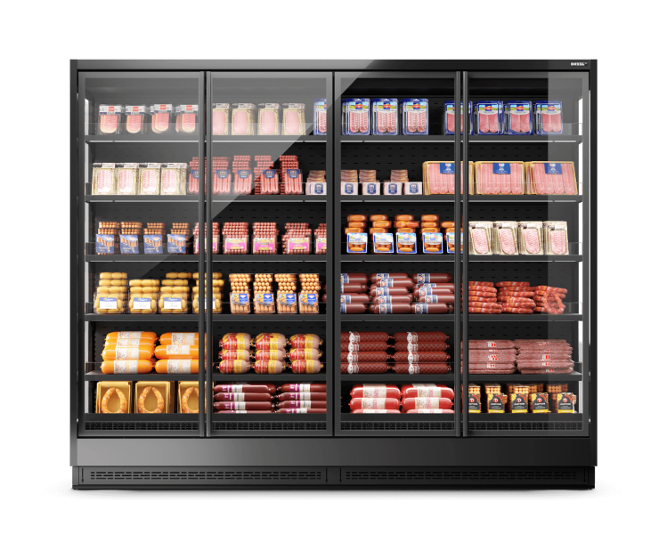 Vega DG 080 H210 Среднетемпературный охлаждаемый стеллаж с энергосберегающими дверями DG (стеклопакет)  с выносным холодообеспечением