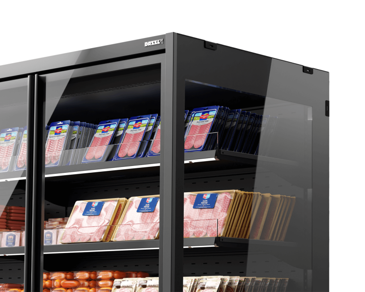 Vega DG 080 H210 Среднетемпературный охлаждаемый стеллаж с энергосберегающими дверями DG (стеклопакет)  с выносным холодообеспечением