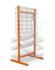 Стойка двухсторонняя (6 корзин + 2 наклонных блока 7 полок) (ДхГхВ) 736х650х1500
