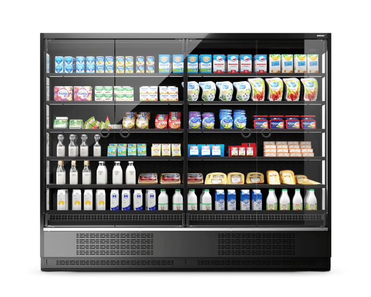 Vega SG 080 H210 Plug-in Среднетемпературный охлаждаемый стеллаж со встроенным агрегатом и энергосберегающими дверями SG (одинарное стекло)