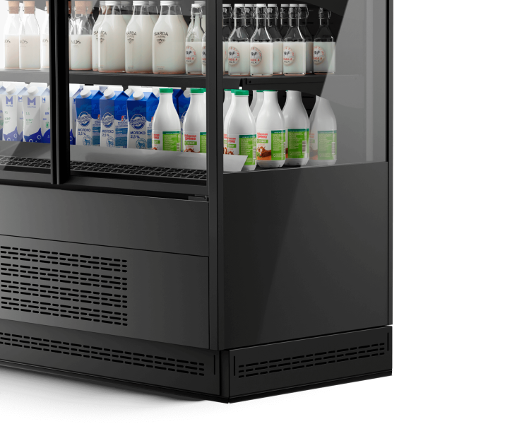 Vega DG 070 H195 Plug-in Среднетемпературный охлаждаемый стеллаж со встроенным агрегатом и  энергосберегающими дверями DG (стеклопакет)