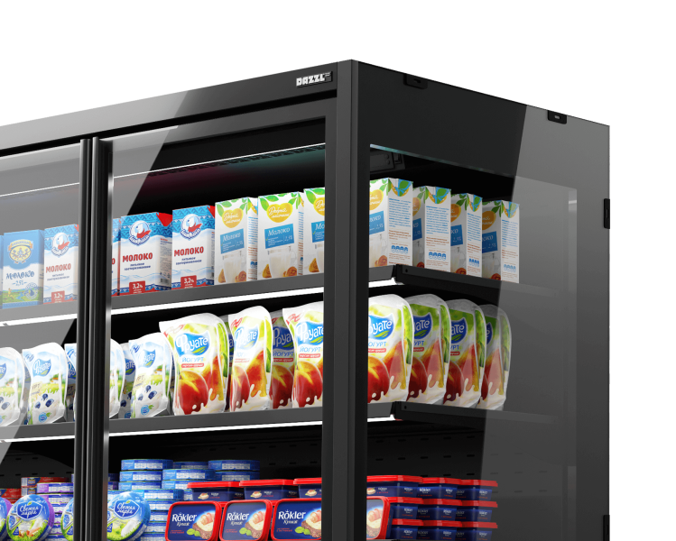 Vega DG 080 H210 Plug-in Среднетемпературный охлаждаемый стеллаж со встроенным агрегатом и энергосберегающими дверями DG (стеклопакет)