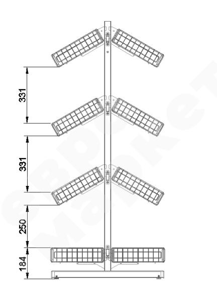 Стойка двухсторонняя 8 корзин (ДхГхВ) 736х650х1500