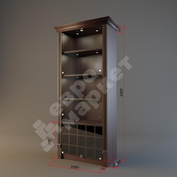 Шкаф для элитного алкоголя со стеклянными дверцами и отдельными секциями LD 005-CT