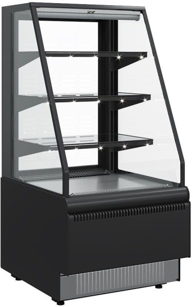 Витрина кондитерская Carboma KC70 VM 0,6-2 STANDARD 9006-9005 открытая скошенная боковина