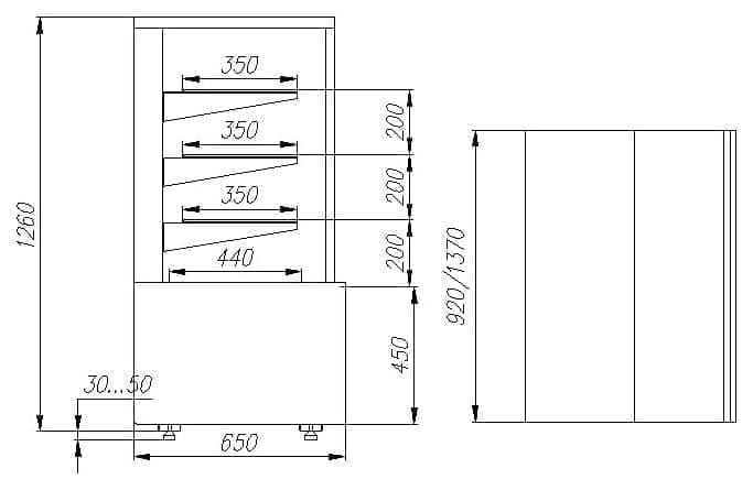 Витрина кондитерская Carboma KC70 VV 1,3-1 (ВХСв - 1,3д Cube Люкс Техно)