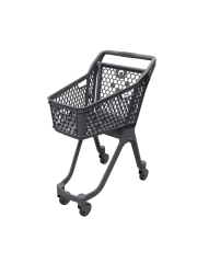 Тележка покупательская пластиковая без дс VIBE, 60л, 750х1010х470мм, Серая, с серой задней стенкой