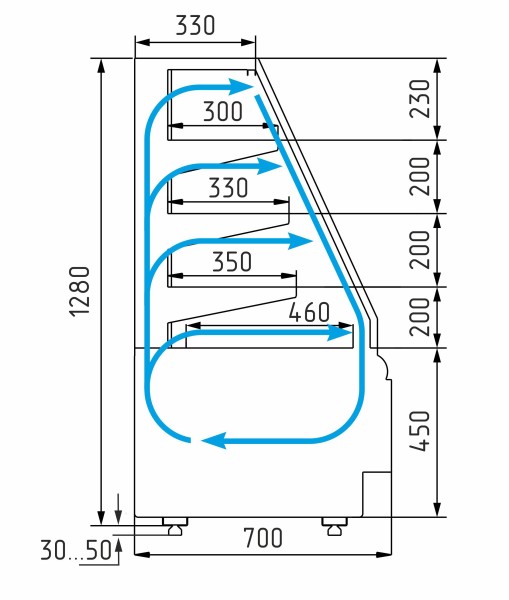 Витрина кондитерская Carboma KC70 VM 0,9-2 (открытая) STANDARD