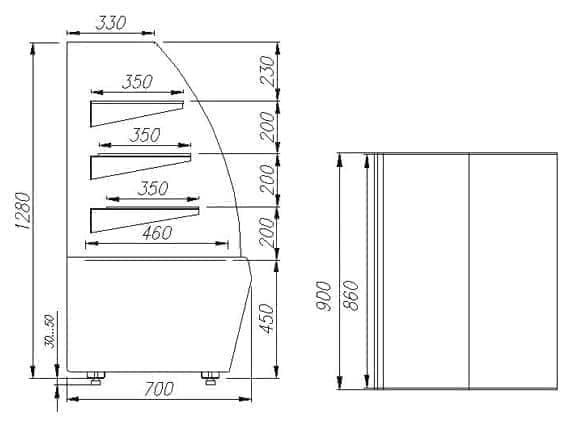 Витрина кондитерская Carboma K70 VV 0,9-1 STANDARD (ВХСв - 0,9д Люкс Техно)
