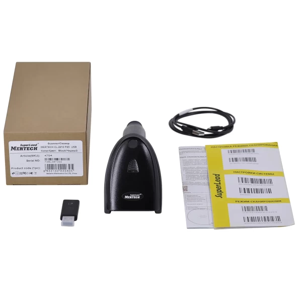 Сканер штрих-кода беспроводной MERTECH CL-2210 BLE Dongle P2D USB, черный