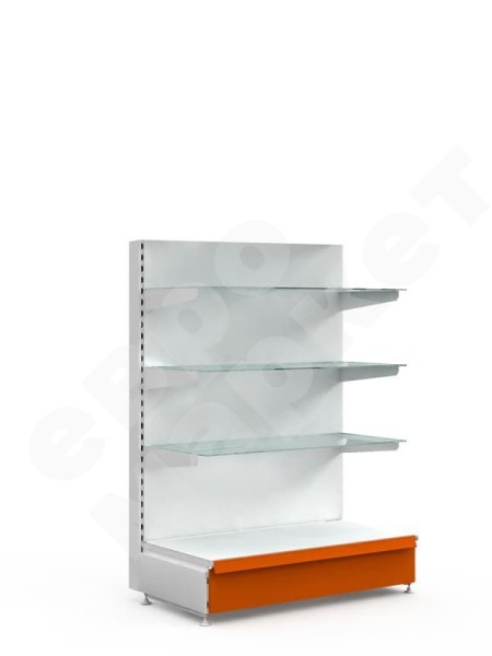 Торговый стеллаж с полками из стекла средний