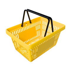 Корзина покупательская пластиковая с 2 ручками, 20 л, УСИЛЕННАЯ, Желтый