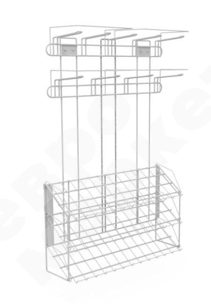 Наклонный блок 3 полки с кронштейнами 647х195х950 с блоком крючков 9шт