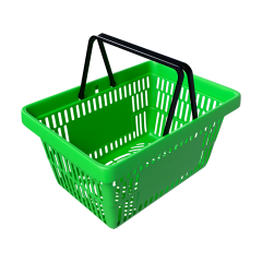 Корзина покупательская пластиковая с 2 ручками, 20 л, УСИЛЕННАЯ, RAL6018, Салатный (Мятный)