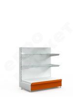 Торговый стеллаж со стеклянными полками низкий