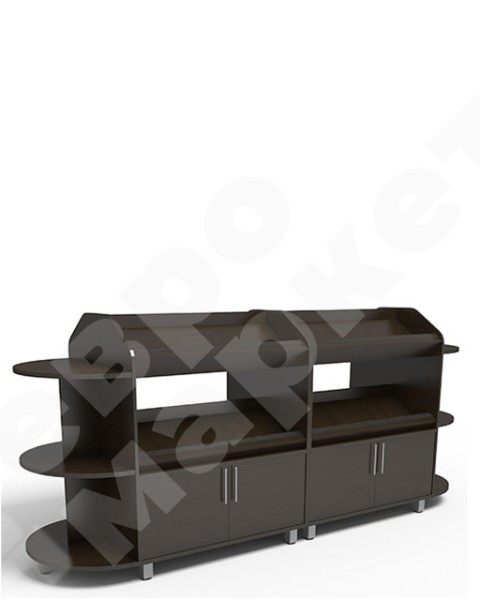 Островной стеллаж для алкоголя из ЛДСП с нижним накопителем