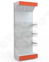 Торговый стеллаж с корзинами и фризом