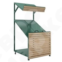 Овощной стеллаж - развал с  деревянным заграждением