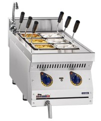 Электроварка ЭВК-40/1Н, ванна 304х508х270 мм, 6xGN-1/6 (перфорированные, без крышки), 700 серия, 400х750х475 мм, 7,5 кВт, 400В, настольная, вся нерж. (под заказ)