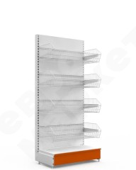 Торговый стеллаж с четырьмя сетчатыми корзинами