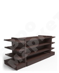 Островной стеллаж для вина с прямыми торцевыми полками