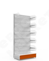 Торговый стеллаж с пятью проволочными корзинами