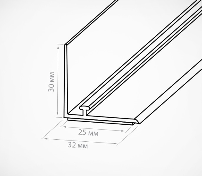 Пластиковый передний ограничитель высотой 30 мм с Т-профилем L-RAIL30 с магнитным скотчем 1250мм