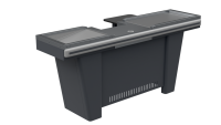 Кассовый бокс Stream-L-200 v3.0 (шлифованная нержавейка,вырезы под денежный ящик Flip Top, модуль кассира 2Т,узкий накопитель), Шагрень, RAL7024 Серый, Левый