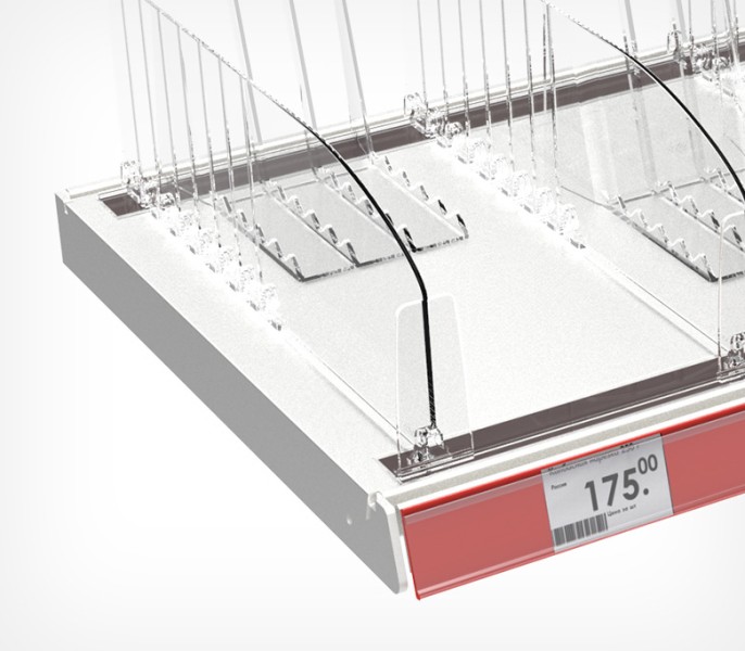 Т-профиль пластиковый шириной 30мм для крепления разделителей на полке T-RAIL30-TM 1250мм магнитный