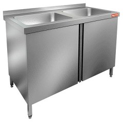 НСЗ2М-12/6Б стол с ванной моеч. 2 секц. (500х400х250) закрыт., распаш двери, HICOLD RUS
