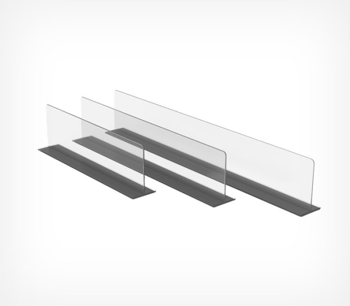 Разделитель пластиковый высотой 80 мм на Т-основании c магнитным скотчем DIVT-80-TM 380 мм