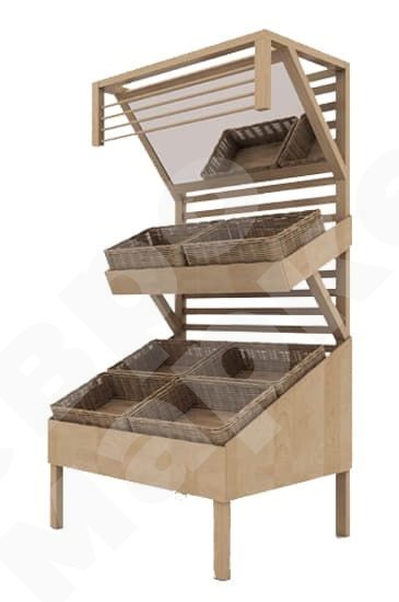 Стеллаж для овощей пристенный деревянный с зеркалом EM-02.118.000 СБ