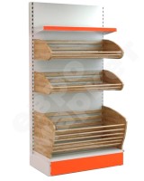 Стеллаж для хлеба торговый комбинированный с одной полкой и двумя корзинами