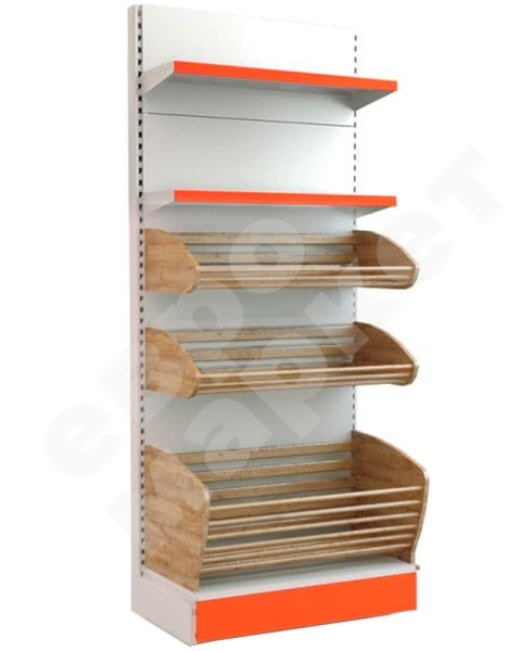 Торговый хлебный стеллаж комбинированный с двумя полками и двумя корзинами