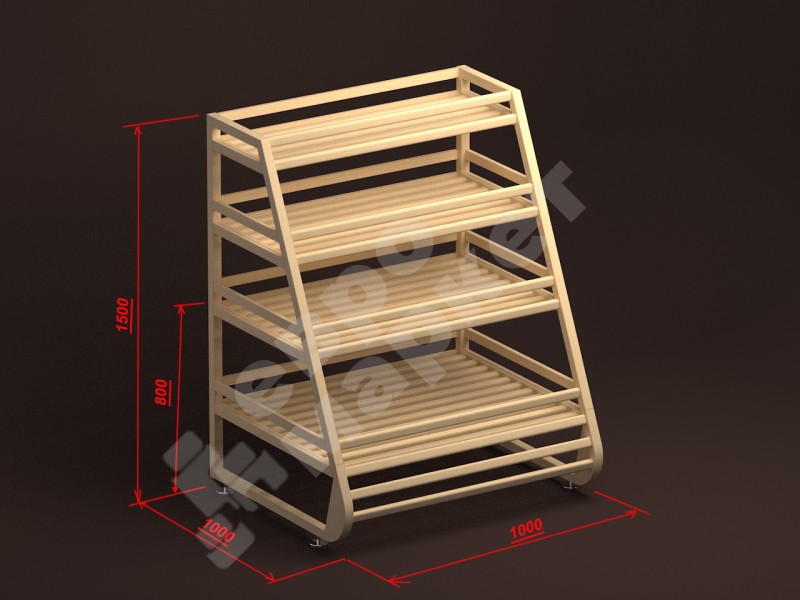 Арт. В010. Стеллаж для хлеба и багетов с четырьмя прямыми полками EM-02.210.000 СБ