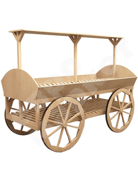 Арт. F013. Развал для овощей и фруктов островной, удлиненный в виде телеги EM-02.113.000 СБ