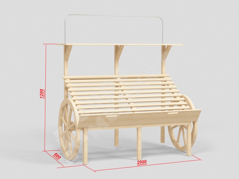Арт. F012. Развал для овощей и фруктов с наклоном полки, в виде телеги EM-02.112.000 СБ
