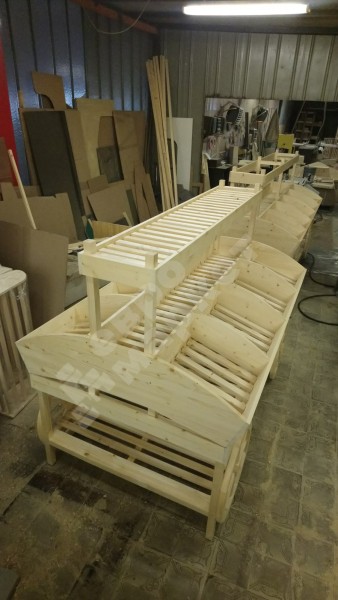 Арт. F011. Развал для овощей и фруктов островной большой в виде телеги EM-02.111.000 СБ