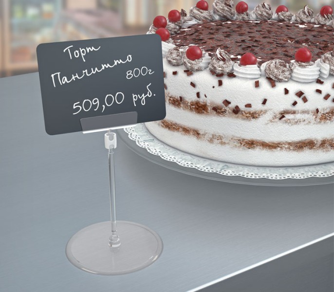 Шарнирный ценникодержатель BASE-XL-CLIP, ножка 50мм, Прозрачный